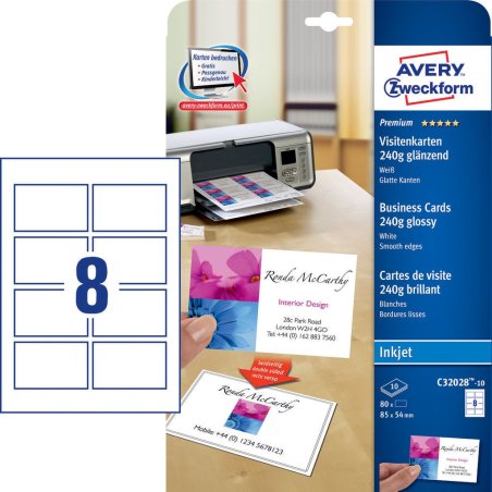 AVERY Zweckform Cartes de visite Premium, brillant