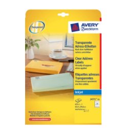 Avery J4721-25 étiquette à imprimer Transparent