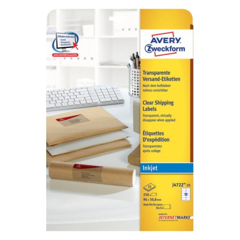 AVERY Zweckform Etiquette d'adresse, transp., 96 x 50,8 mm