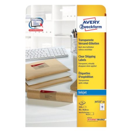 AVERY Zweckform Etiquette d'adresse, transp., 96 x 50,8 mm