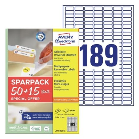 Avery L4731REV-65 printer label White Self-adhesive printer label