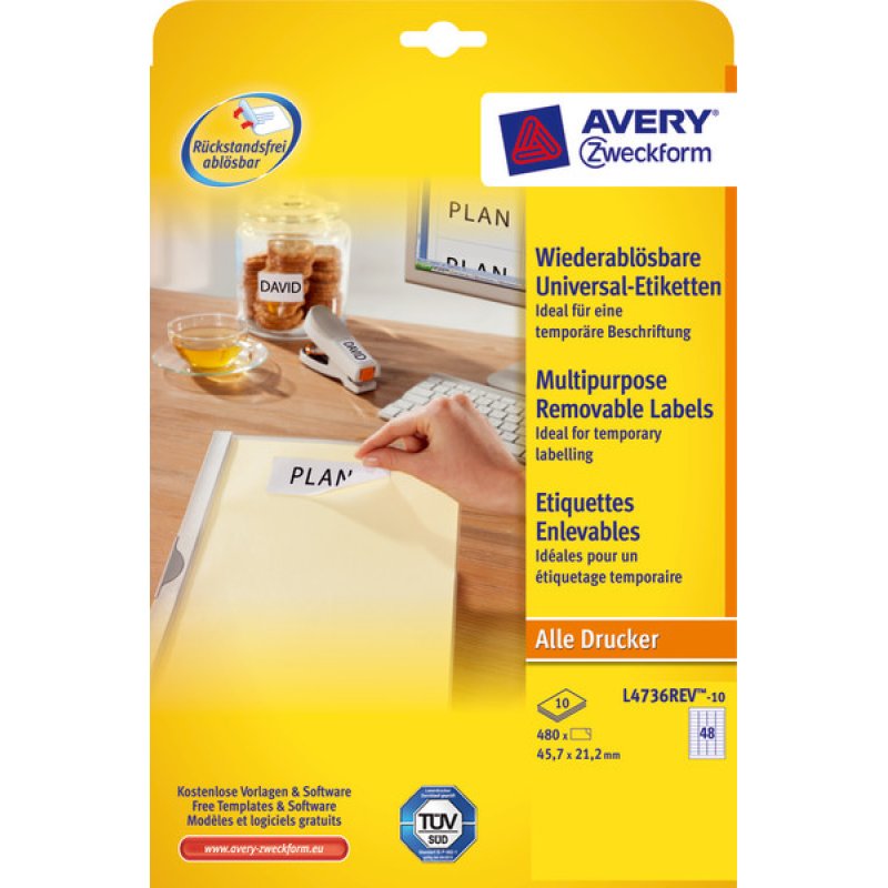 Avery L4736REV-10 printer label White