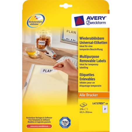 AVERY Zweckform Etiquette universelle, 63,5 x 29,6 mm, blanc