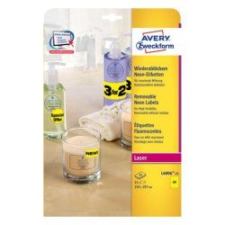 Avery L6006-25 self-adhesive label Rounded rectangle Removable Yellow 25 pc(s)