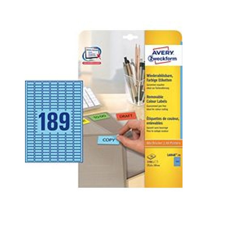 Avery L6048-20 self-adhesive label Blue 3780 pc(s)