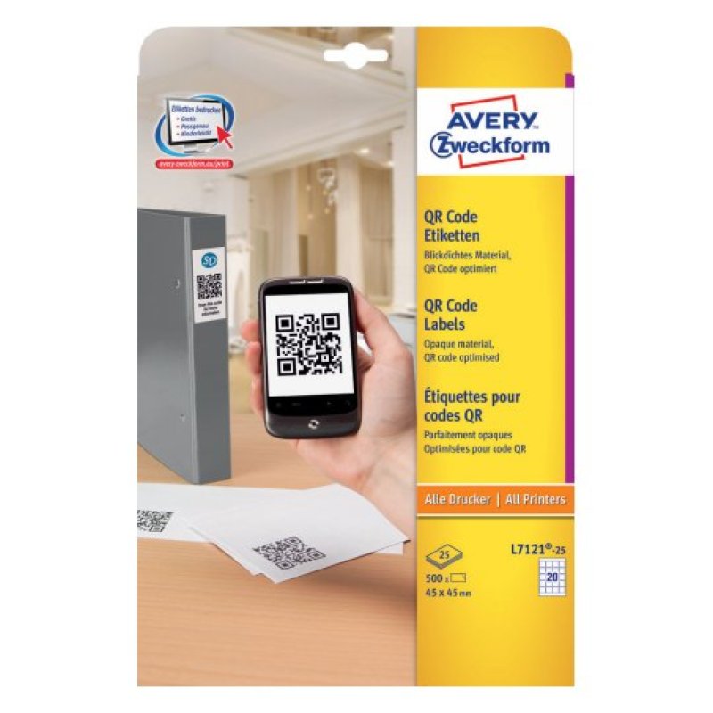 AVERY Zweckform Etiquette pour codes QR, 45 x 45 mm, carré
