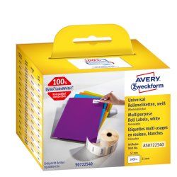 Avery AS0722540 étiquette auto-collante Rectangle Amovible Blanc 1000 pièce(s)