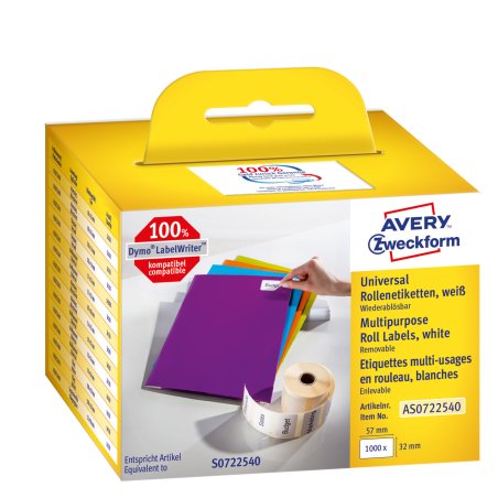 Avery AS0722540 self-adhesive label Rectangle Removable White 1000 pc(s)