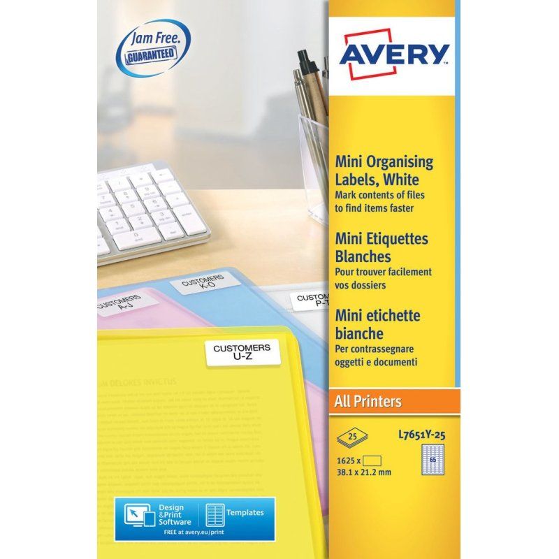 Avery White Mini Label - Laser - L7651 Yellow