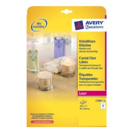 AVERY Zweckform Crystal Clear Etiquette, 96 x 50,8 mm