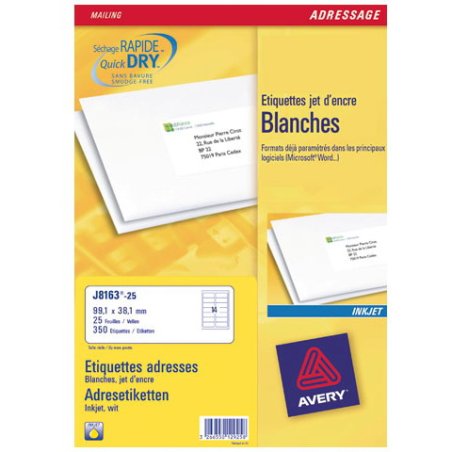 AVERY Zweckform Etiquette d'adresse jet encre,99,1 x 38,1 mm