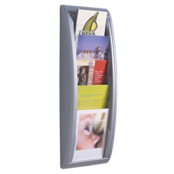 PAPERFLOW Porte-brochures mural Quick fit, A5, gris alu