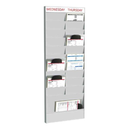 PAPERFLOW Planificateur de bureau mural, 20 casiers, gris