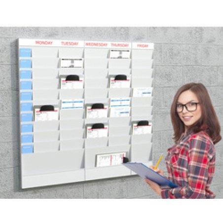 PAPERFLOW Planificateur de bureau mural, 10 casiers, gris