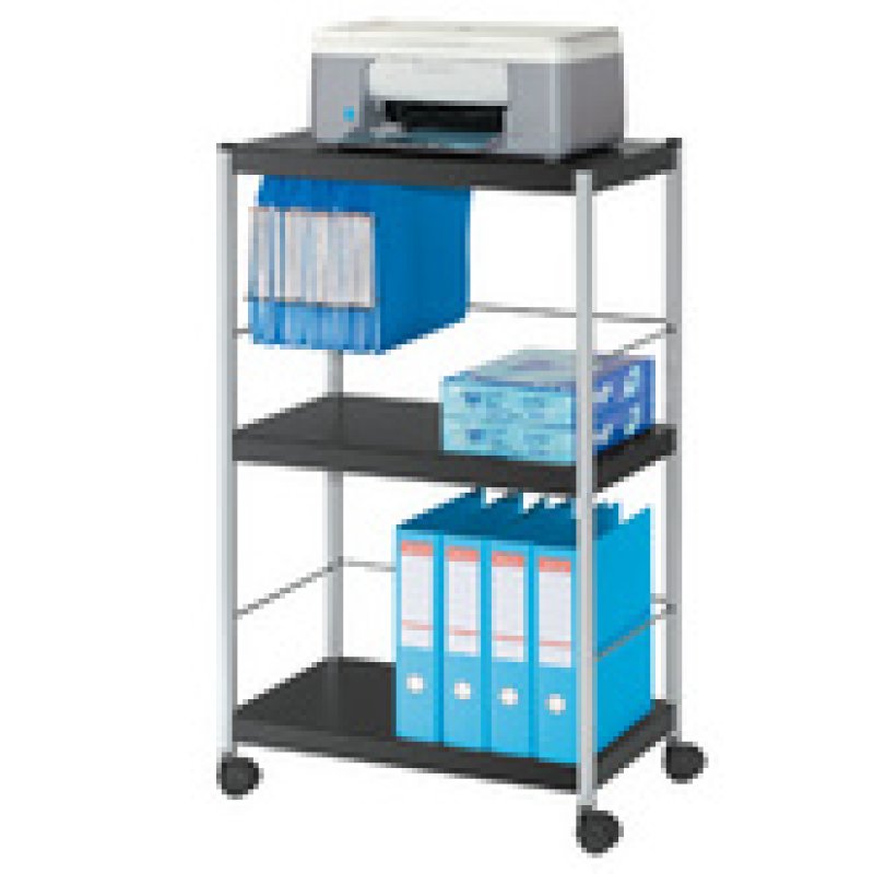 PAPERFLOW Chariot multifonction M, 3 étagères, noir / argent