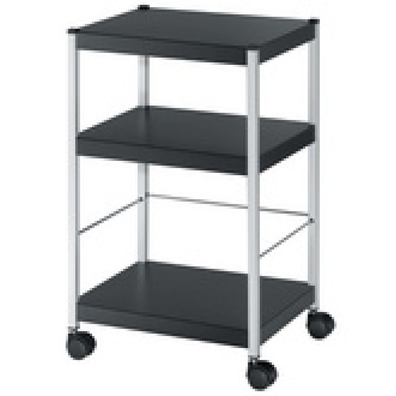 PAPERFLOW Chariot multifonction M, 3 étagères, noir / argent