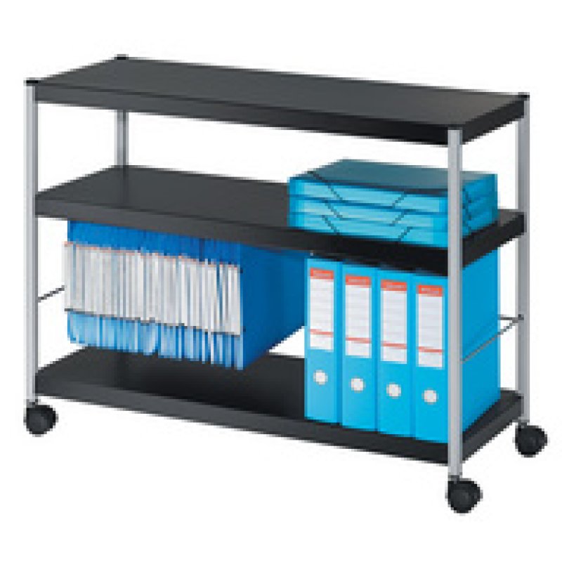 PAPERFLOW Chariot multifonction M, 3 étagères, noir / argent