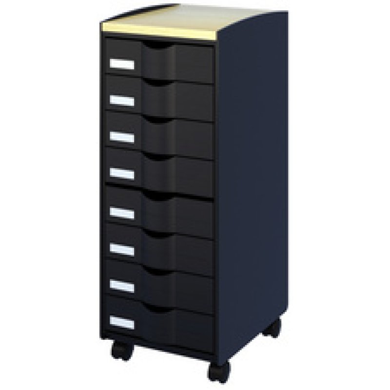 PAPERFLOW Desserte, 8 tiroirs, gris / hêtre