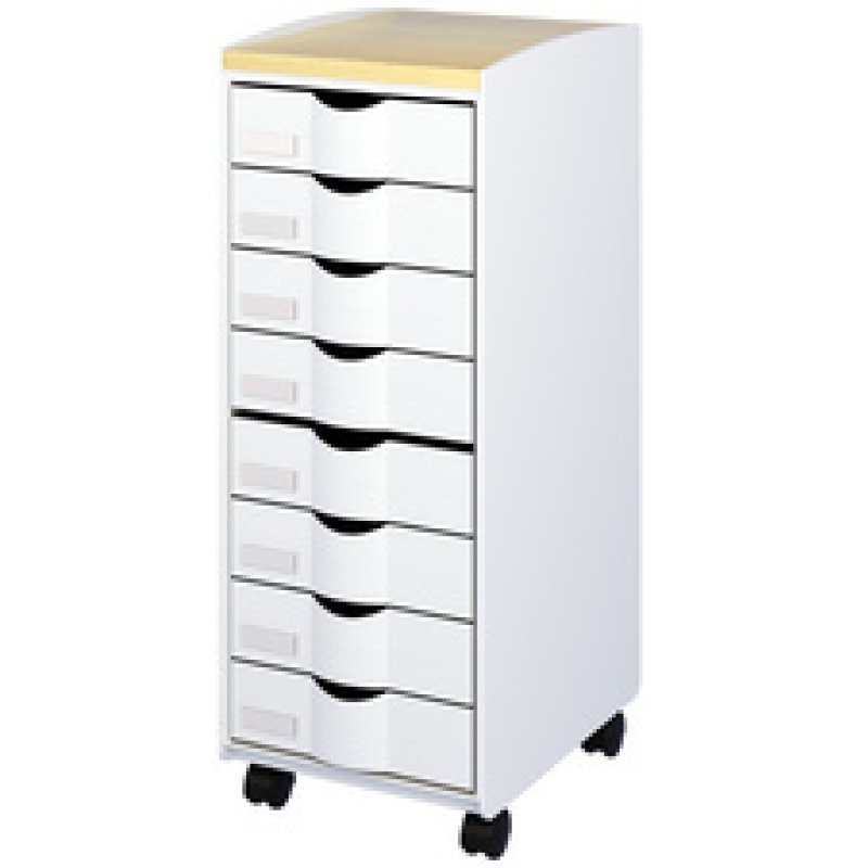 PAPERFLOW Desserte, 8 tiroirs, gris / hêtre