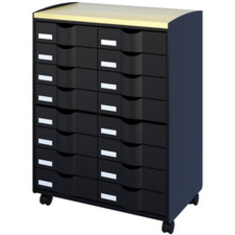 PAPERFLOW Desserte, 8 tiroirs, gris / hêtre