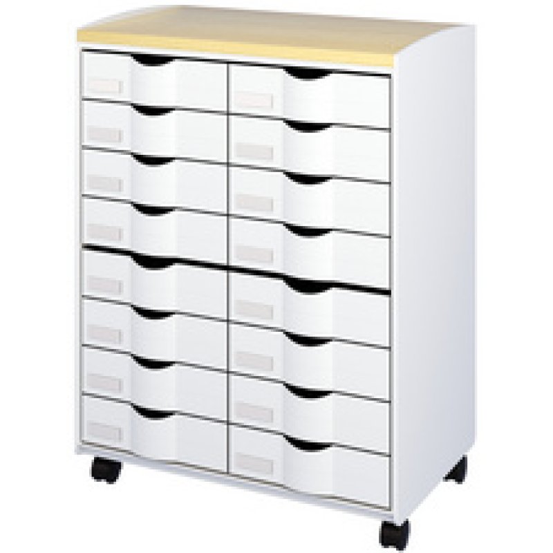 PAPERFLOW Desserte, 16 tiroirs, noir / hêtre