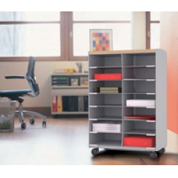 PAPERFLOW Desserte, 9 compartiments, gris / hêtre