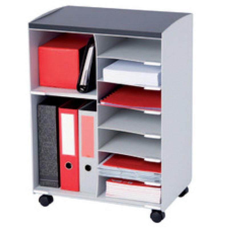 PAPERFLOW Desserte, 9 compartiments, gris / hêtre