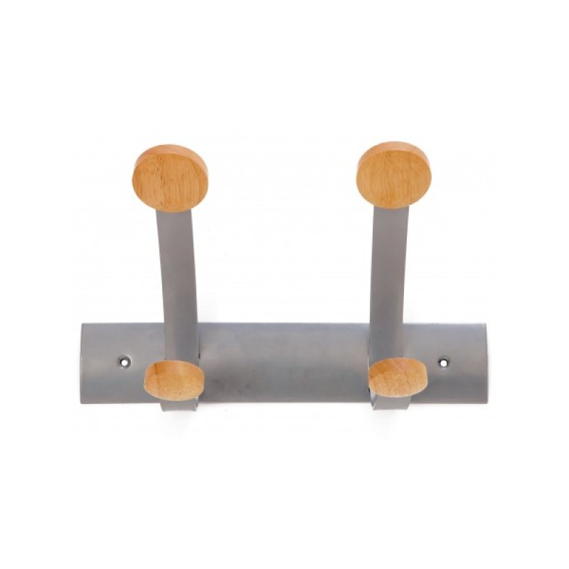 Alba PMV2 crochet pour rangement à usage domestique Intérieure Crochet universel Argent, Bois 1 pièce(s)