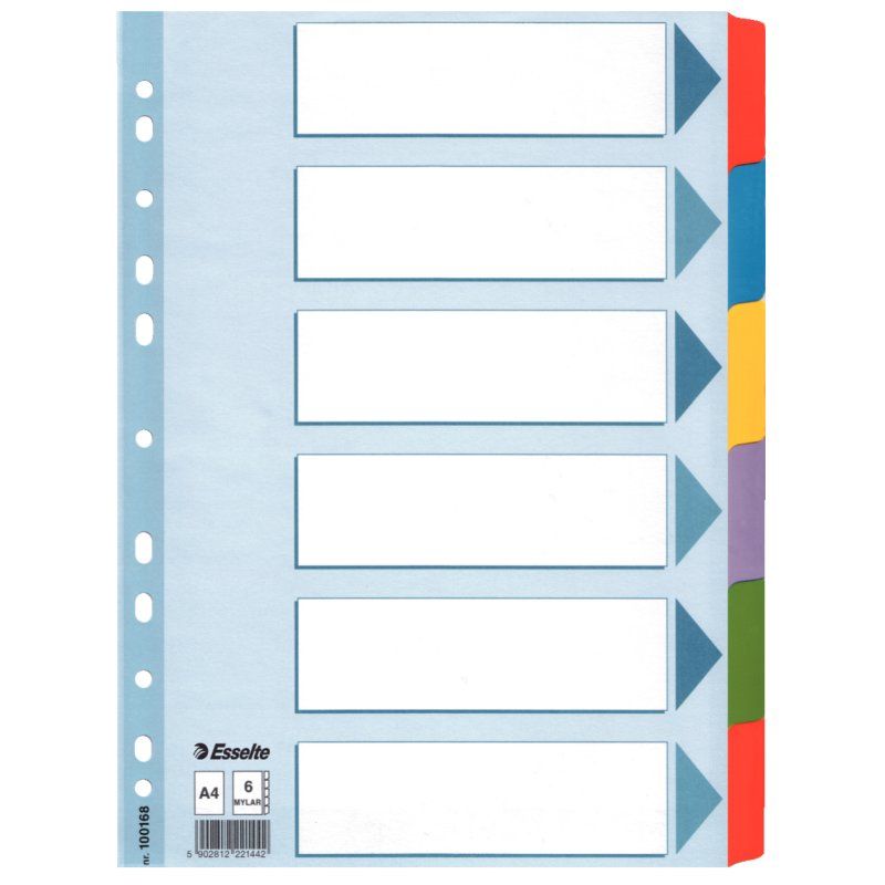 Esselte 100168 tab index Blank tab index Cardboard Multicolour