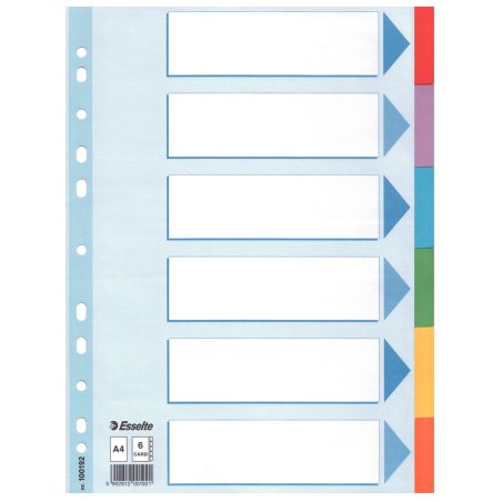 Esselte 100192 tab index Blank tab index Cardboard Multicolour