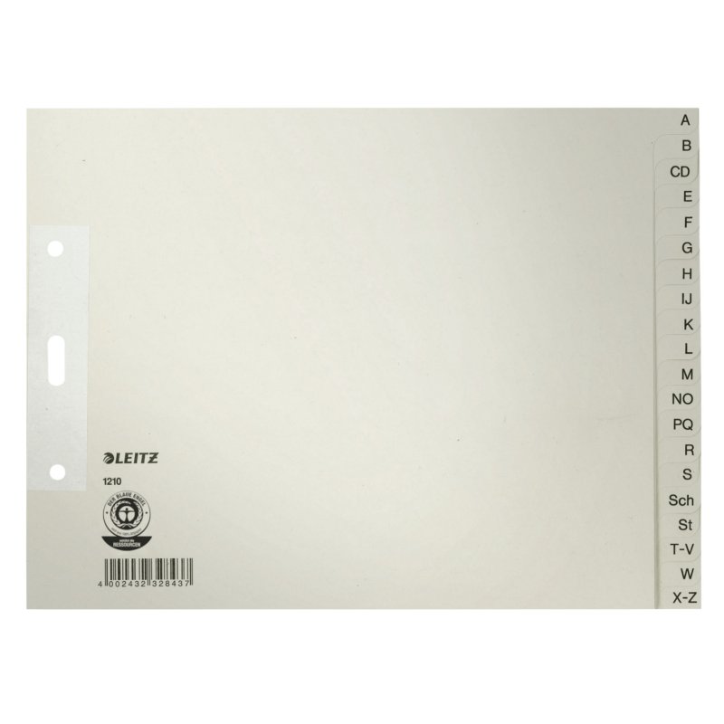 Leitz 12100085 intercalaire de classement Onglet avec index alphabétique Carton Gris