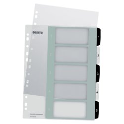 LEITZ Intercalaires en plastique WOW, numéroté, 1-5