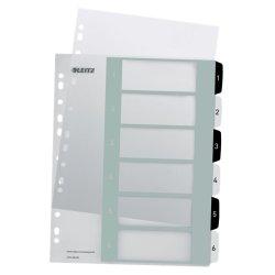 LEITZ Intercalaires en plastique WOW, numéroté, 1-6