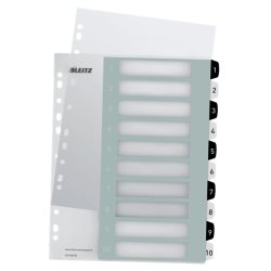 LEITZ Intercalaires en plastique WOW, numéroté, 1-10