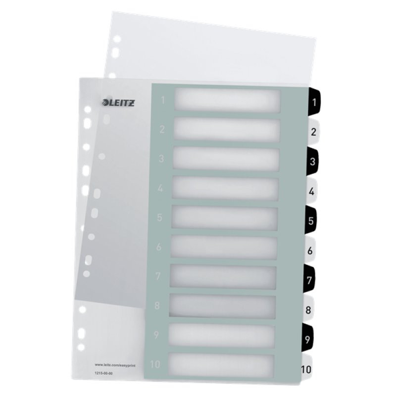 LEITZ Intercalaires en plastique WOW, numéroté, 1-10
