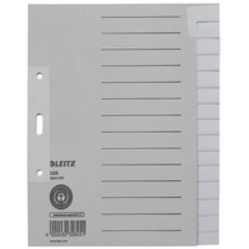 LEITZ Intercalaires en papier naturel, blanc, A5, 15 touches