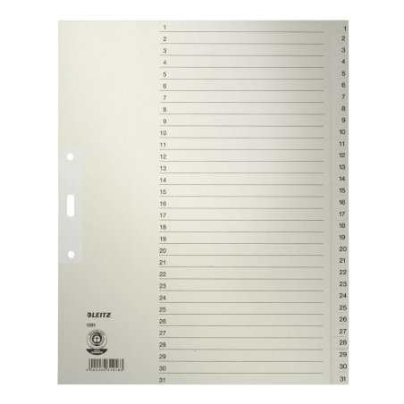 Leitz 12310085 tab index Numeric tab index Paper Grey