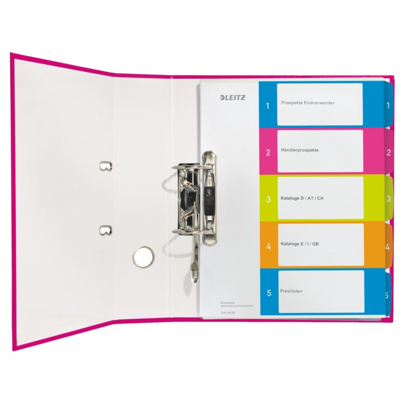LEITZ Intercalaires en plastique WOW, numéroté, A4, 1-5