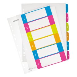 LEITZ Intercalaires en plastique WOW, numéroté, A4, 1-6