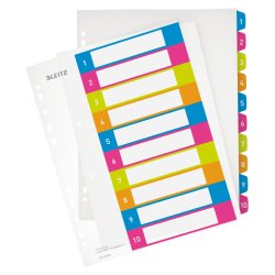 LEITZ Intercalaires en plastique WOW, numéroté, A4, 1-10