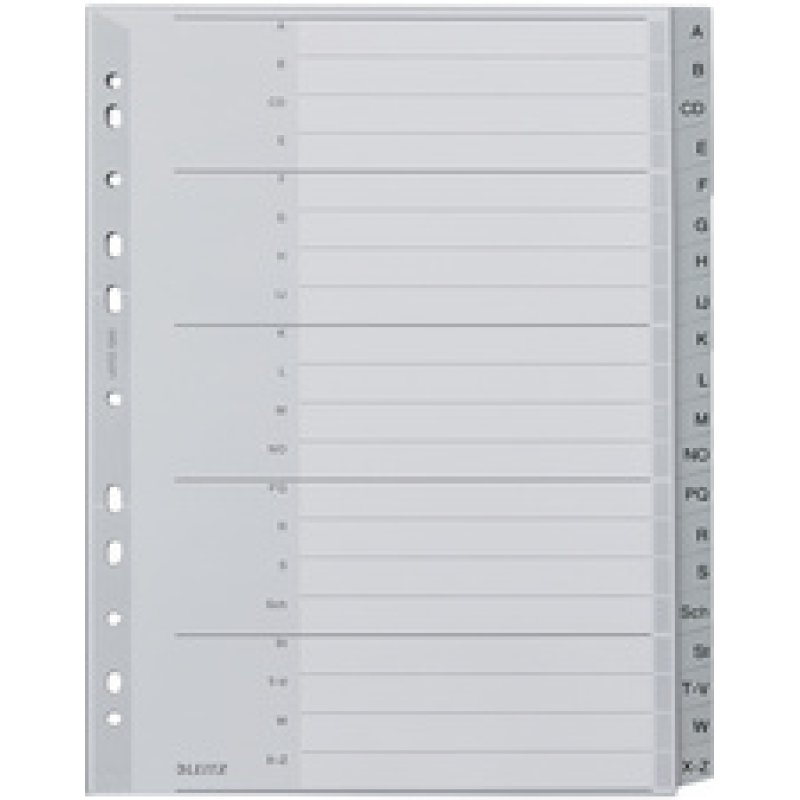 LEITZ Intercalaires en plastique, A-Z, format A4 extra large