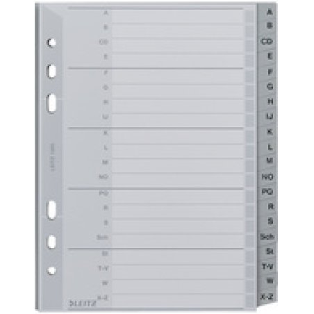 LEITZ Intercalaires en plastique, A-Z, A5, PP, 20 touches