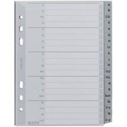 LEITZ Intercalaires en plastique, A-Z, A5 paysage, PP, gris