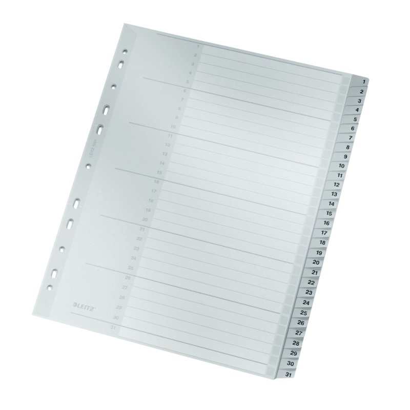 LEITZ Intercalaires en plastique, numéroté, format A4 extra