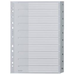LEITZ Intercalaires en plastique, numéroté, format A4 extra
