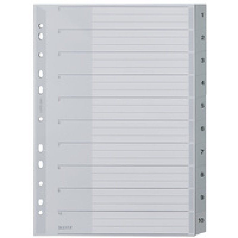 LEITZ Intercalaires en plastique, numéroté, format A4 extra
