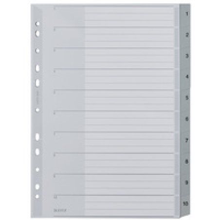 LEITZ Intercalaires en plastique, numéroté, format A4 extra