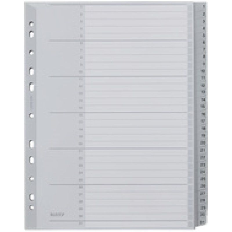 LEITZ Intercalaires en plastique, numéroté, format A4 extra