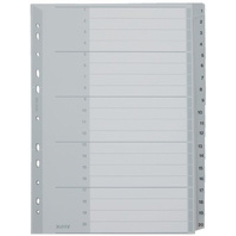 LEITZ Intercalaires en plastique, numéroté, format A4 extra