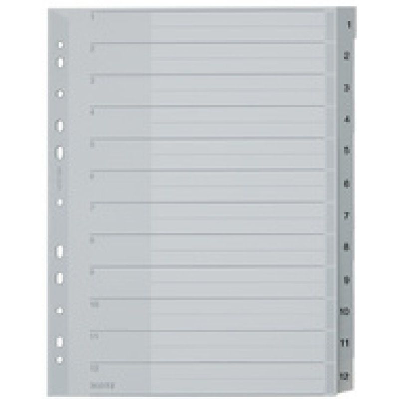 LEITZ Intercalaires en plastique, numéroté, format A4 extra